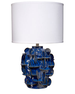  Helios Ceramic Table Lamp with Linen Shade, Blue