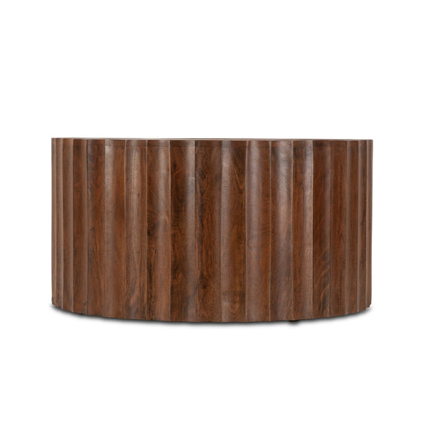 Palermo White Marble and Mango Round Coffee Table