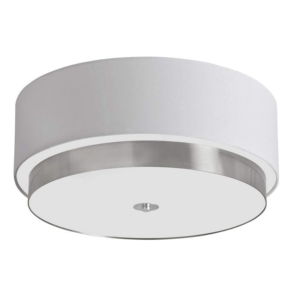 20"Flush-Mount w/White Linen Shd