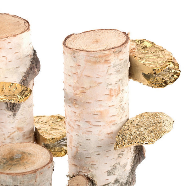 Standing Birch Logs with Shelf Mushroom Wall Play