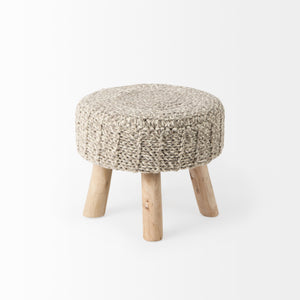 Bina 19.0L x 19.0W x 15.0H Taupe 4 Legged Wool Stool
