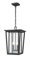 Seoul 2 Light Outdoor Chain Mount Ceiling Fixture in Black Finish