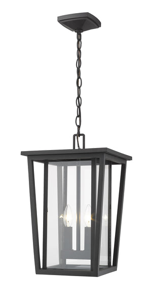 Seoul 2 Light Outdoor Chain Mount Ceiling Fixture in Black Finish