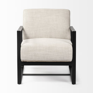 Stamford Light Beige Upholstered Seat w/ Wood Back, Metal Frame Accent Chair