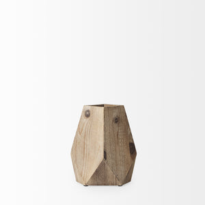 Allen IV Short Natural Brown Wood Oval Vase