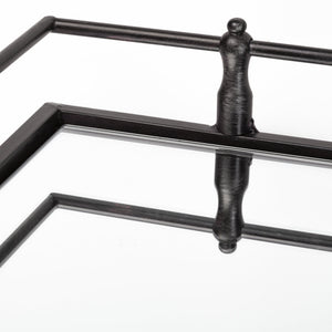 Christa 22L x 22W Black Metal Mirrored Base Square Tray
