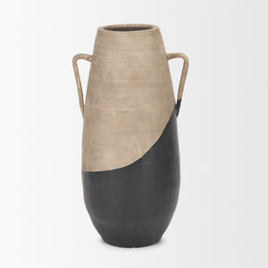 Tully Textured Matte Brown w/ Matte Black Ceramic Floor Vase
