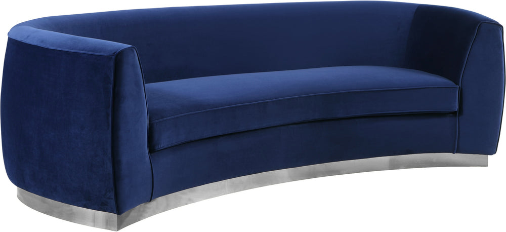 Crystal Sofa In Navy Velvet and Chrome