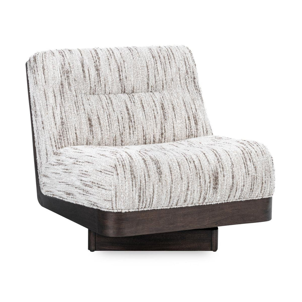 Crandall Upholstered Swivel Chair - Cocoa Cream with Tufted Backrest