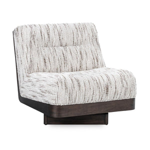 Crandall Upholstered Swivel Chair - Cocoa Cream with Tufted Backrest