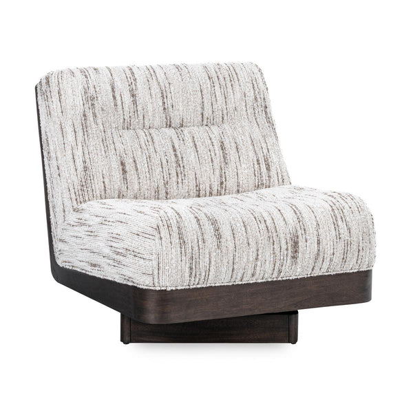 Crandall Upholstered Swivel Chair - Cocoa Cream with Tufted Backrest