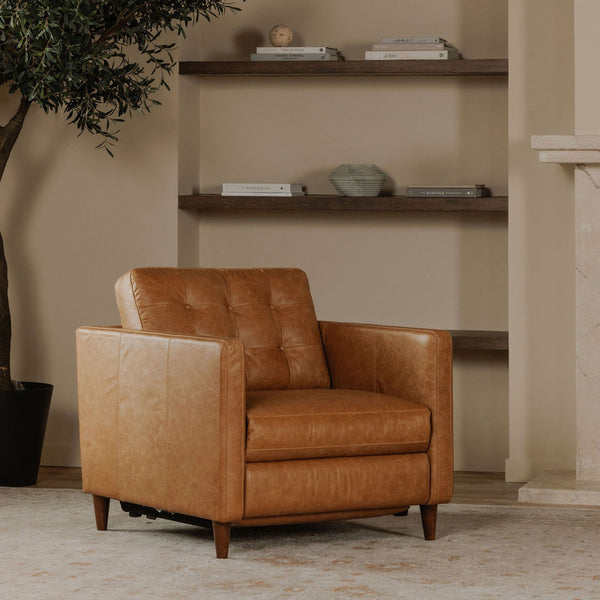 Moe's Bridgers Power Recliner Chair in Tan Leather