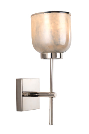 Vapor Single Sconce, Nickel and Blue Opal Metallic Glass