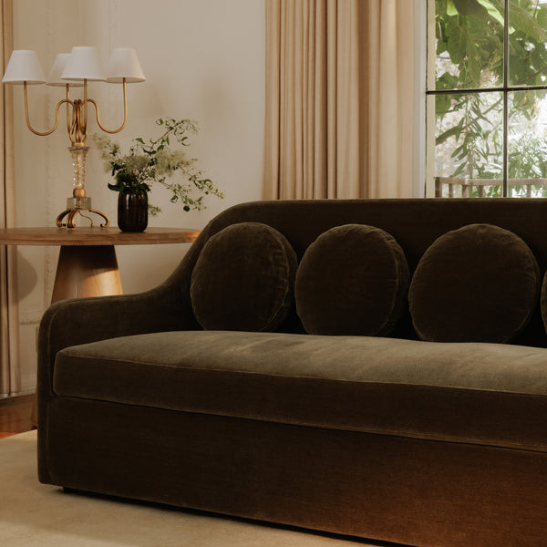 Moe's Rialto Sofa in Dark Green Faux Mohair