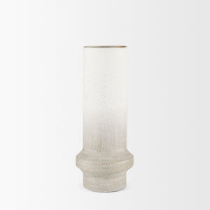 Tovah Medium Textured White w/ Gold Metal Vase