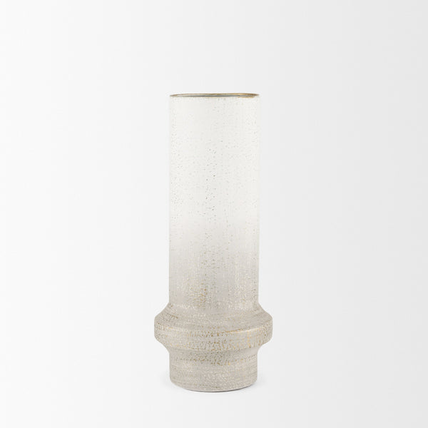 Tovah Medium Textured White w/ Gold Metal Vase