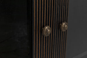 Noho Hutch in Mahogany, Hand-Rubbed Black with Light Brown Accents