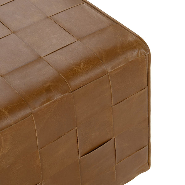 Aristo Leather Square Ottoman in Chestnut