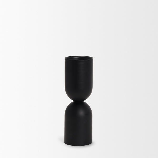 Qamra Medium Black Metal Pillar Candle Holder