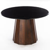 Palermo 47" Black Marble Round Dining Table, Matte Brown