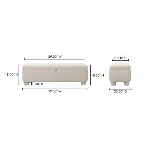 Ichigo Storage Bench in Light Grey