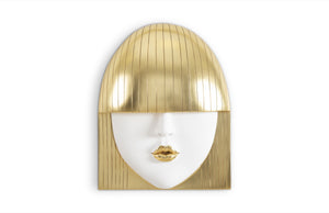 Fashion Faces Wall Art, Large, Kiss, White and Gold Leaf