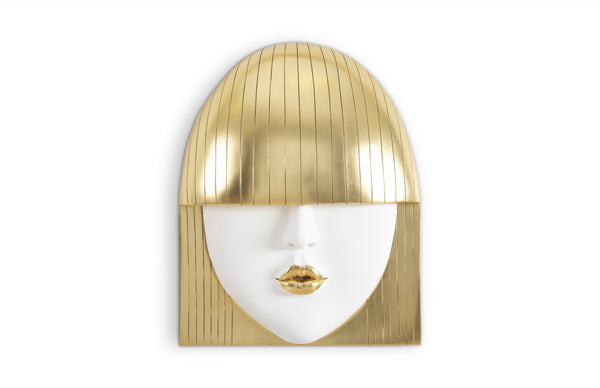 Fashion Faces Wall Art, Large, Kiss, White and Gold Leaf