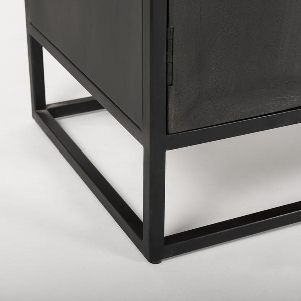 Sloan 85.5H Black Wood W/Black Metal Frame Arch Cabinet