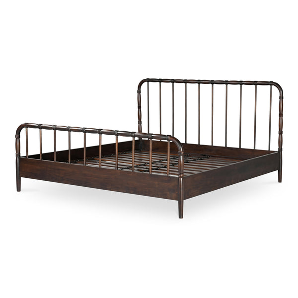 Vivian Queen Bed Dark Brown with Turned Detailing