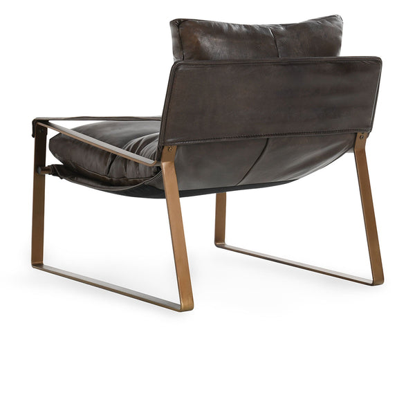 Morgan Leather Accent Chair with Iron Legs - Truffle Brown