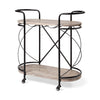 Marlon Black Metal Frame Two Tier Shelves w/Stemware holder Bar Cart