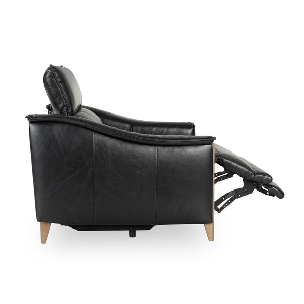 Cullman Leather Power Recliner with Ash Wood Accents