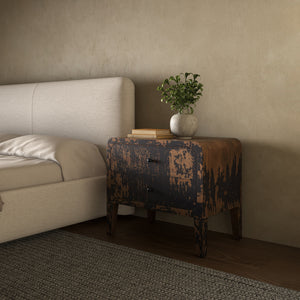 Iris Nightstand in Distressed Black Mango Wood