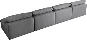 Carmen Cloud Modular Armless Sofa In Grey Linen Fabric