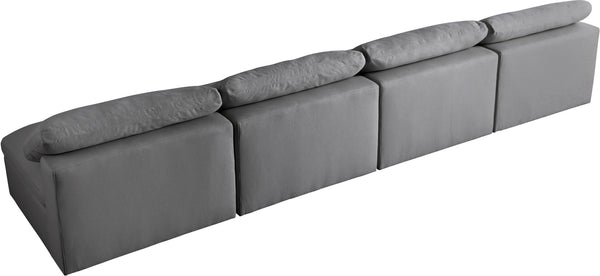 Carmen Cloud Modular Armless Sofa In Grey Linen Fabric