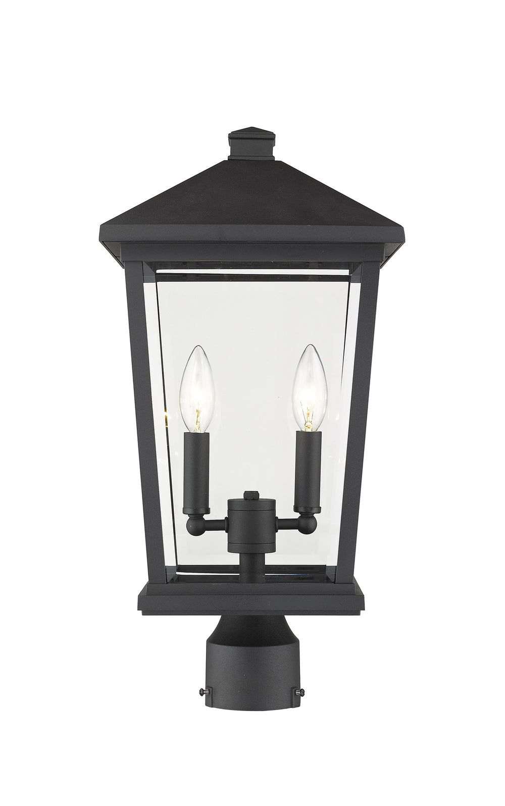 Beacon 2 Light Outdoor Post Mount Fixture in Black Finish