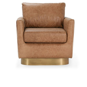 Lathe Leather/Hide Swivel Accent Chair - Sedona Brown