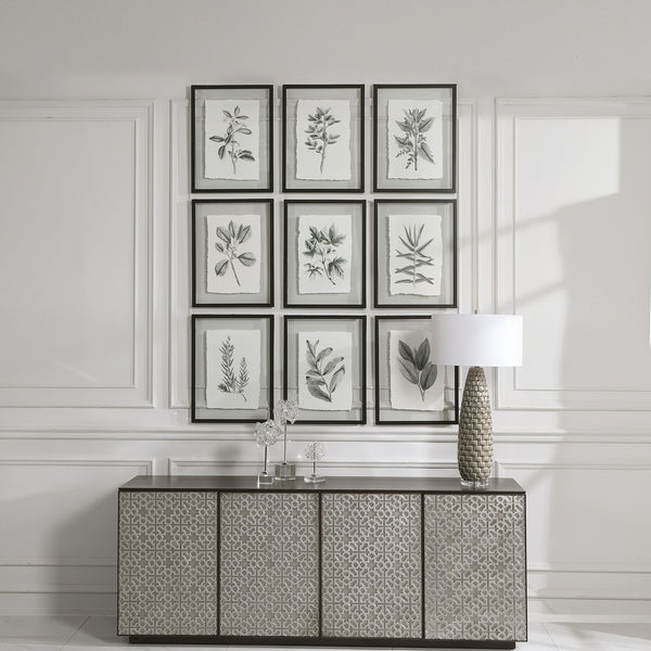 Farmhouse Florals Framed Prints, S/9