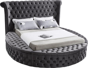 Lorena Queen Bed In Grey Velvet