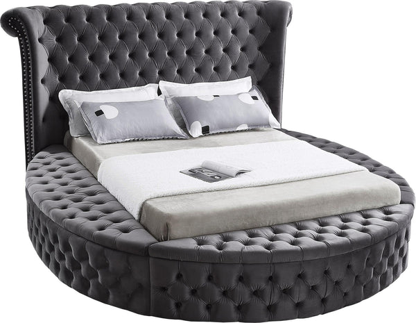 Lorena Queen Bed In Grey Velvet
