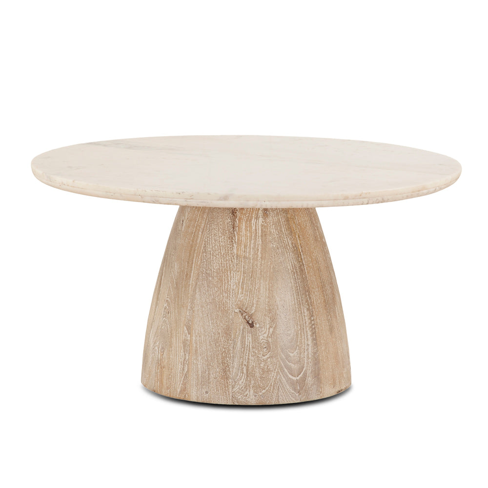 Palm Springs 36" Round Coffee White Marble, Mod Base