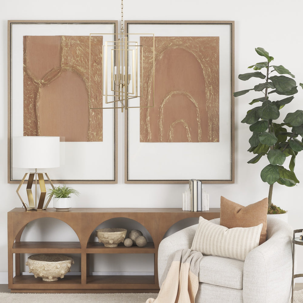 Colleen Antiqued Gold Metal 4-Light Chandelier