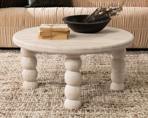 Adir Solid Wood Round Coffee Table - Cream