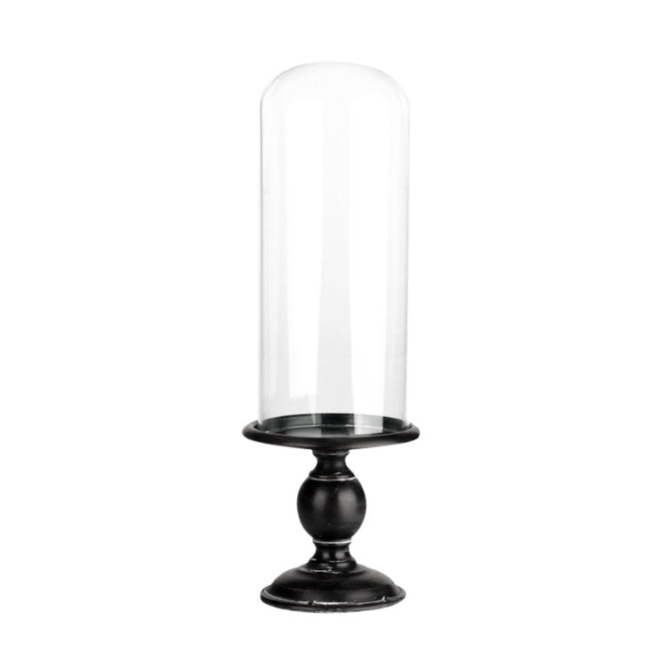 Glass Dome W/Tray Large Black Finish