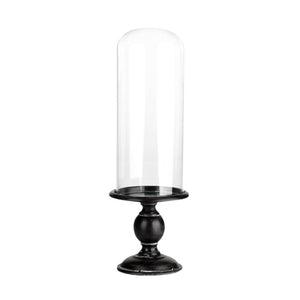 Glass Dome W/Tray Large Black Finish