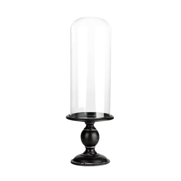 Glass Dome W/Tray Large Black Finish