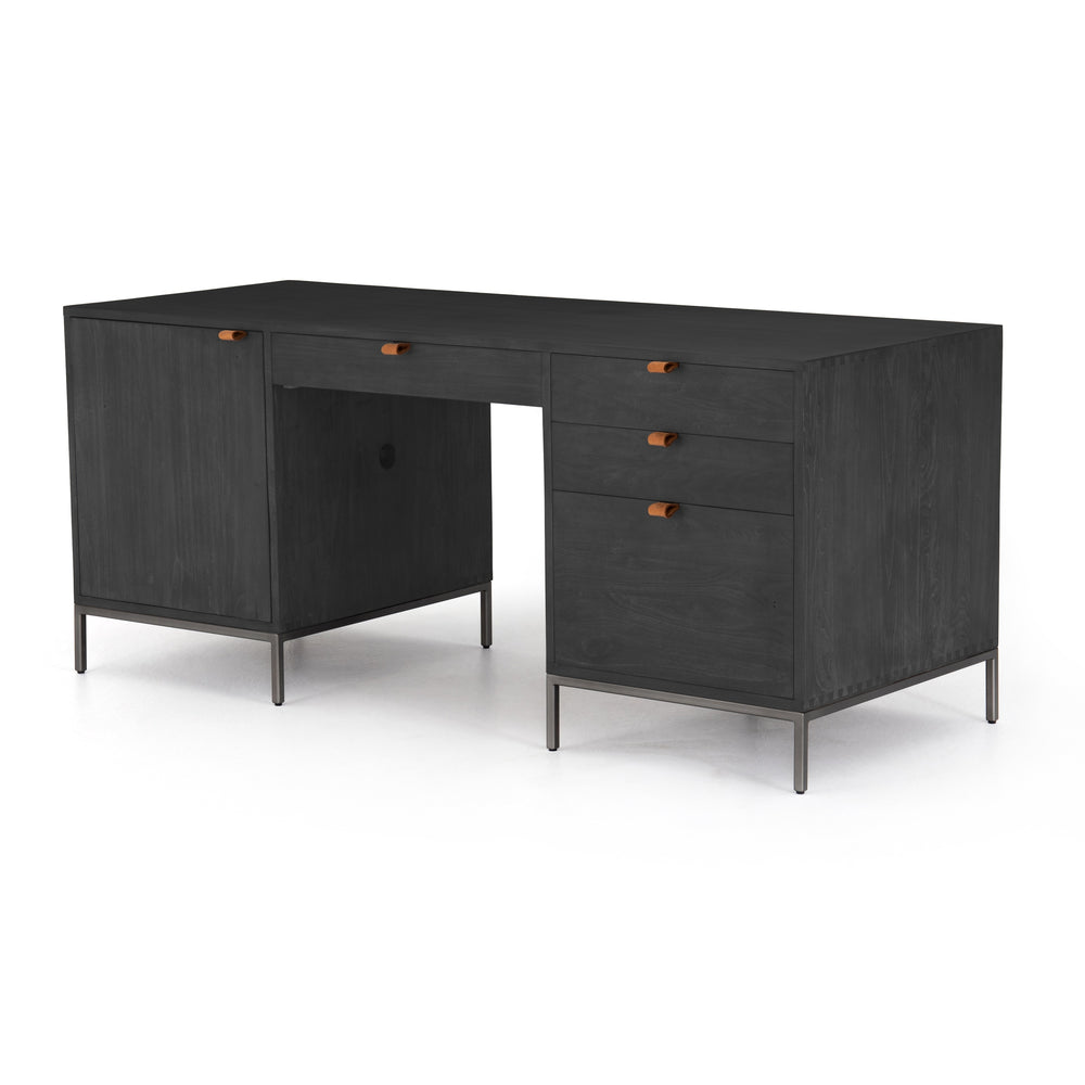 Trey Executive Desk In Black Wash Poplar