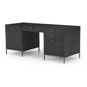 Trey Executive Desk In Black Wash Poplar