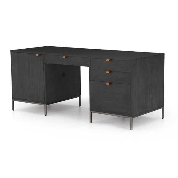 Trey Executive Desk In Black Wash Poplar