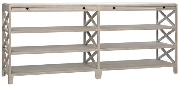 Sutton Mahogany and Veneer Console in White Wash with Brass Pulls